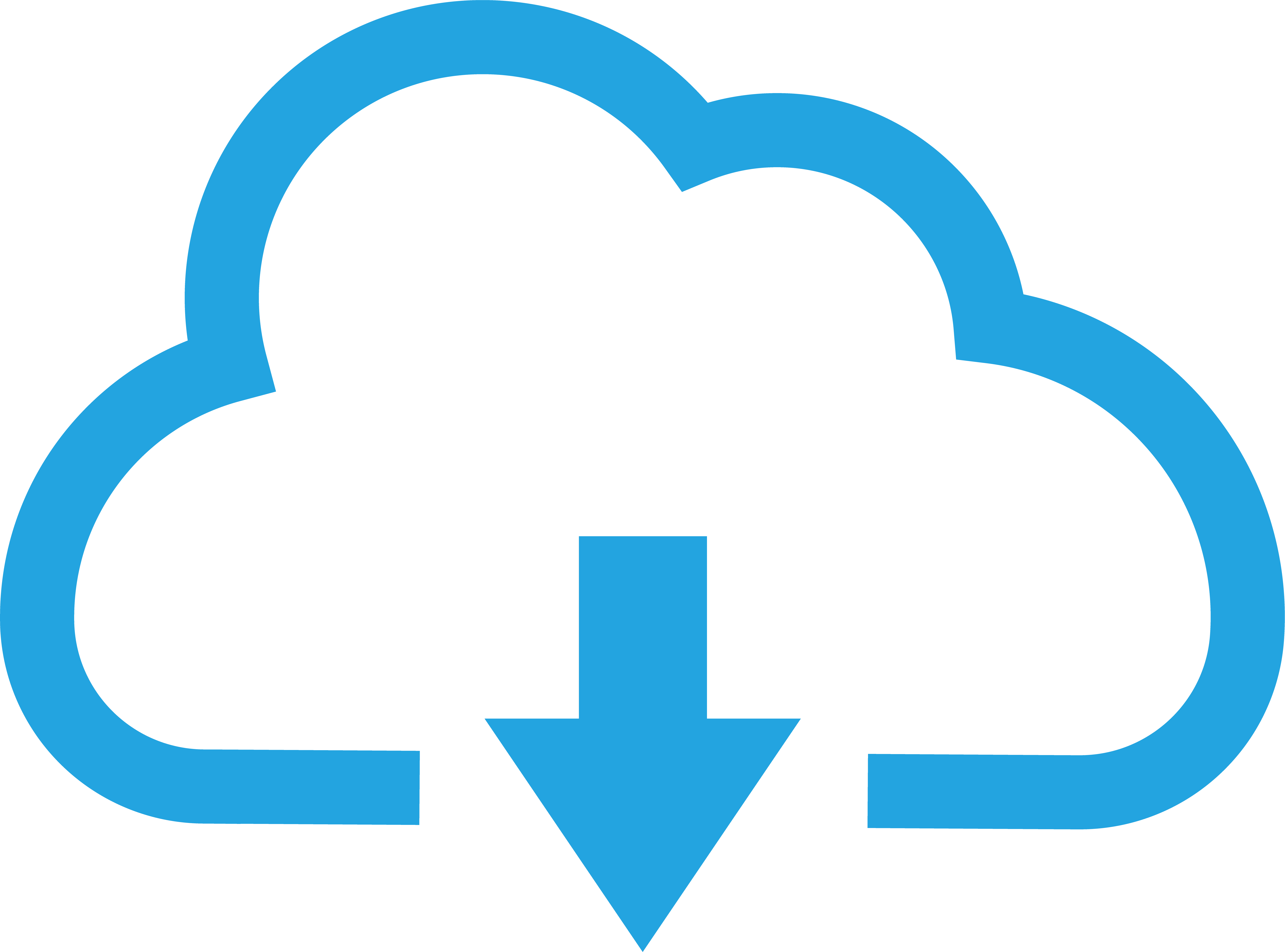 雲(クラウド)と、その隣から延びる下矢印のイラスト