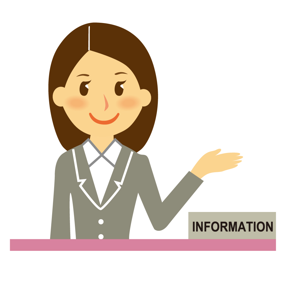 案内をしている受付嬢のイラスト