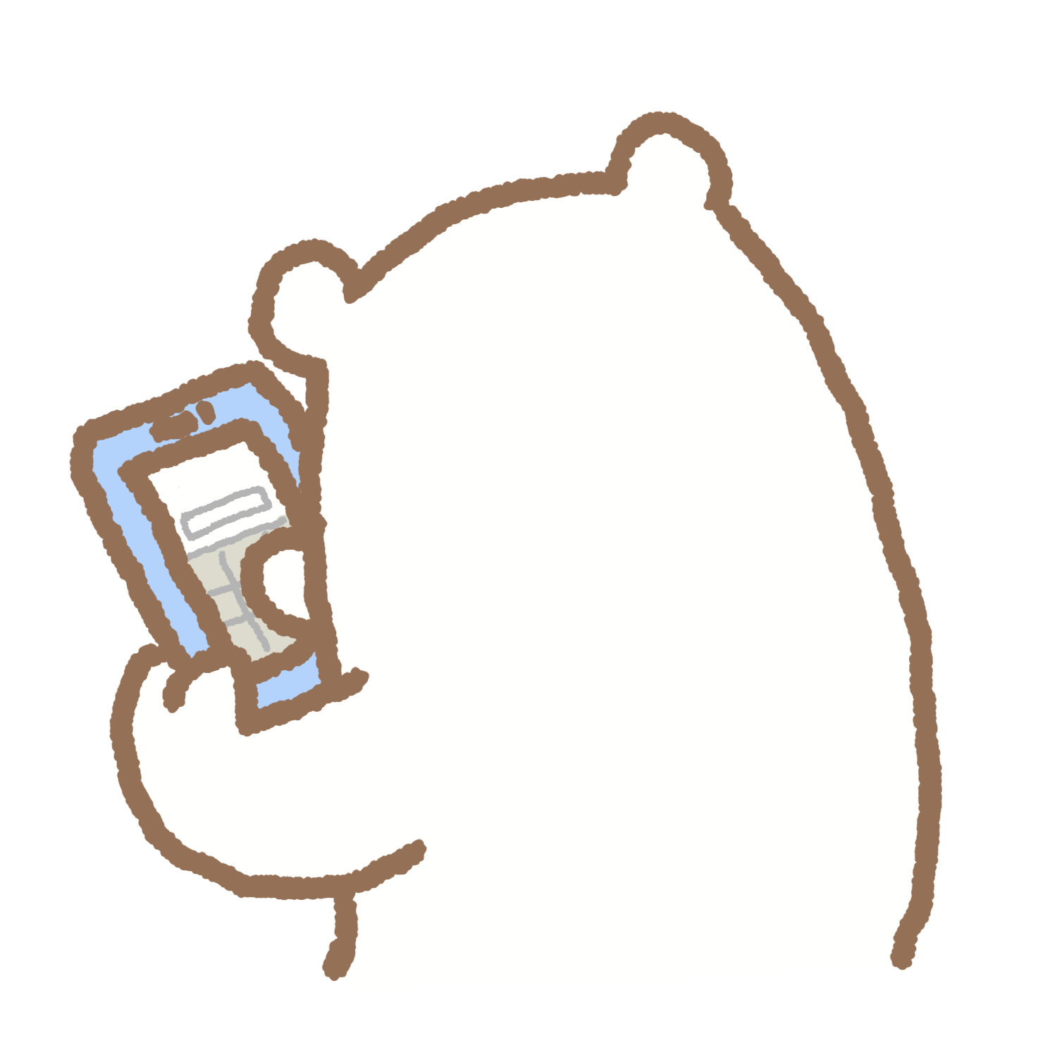 スマホをいじっているくまの後ろ姿のイラスト