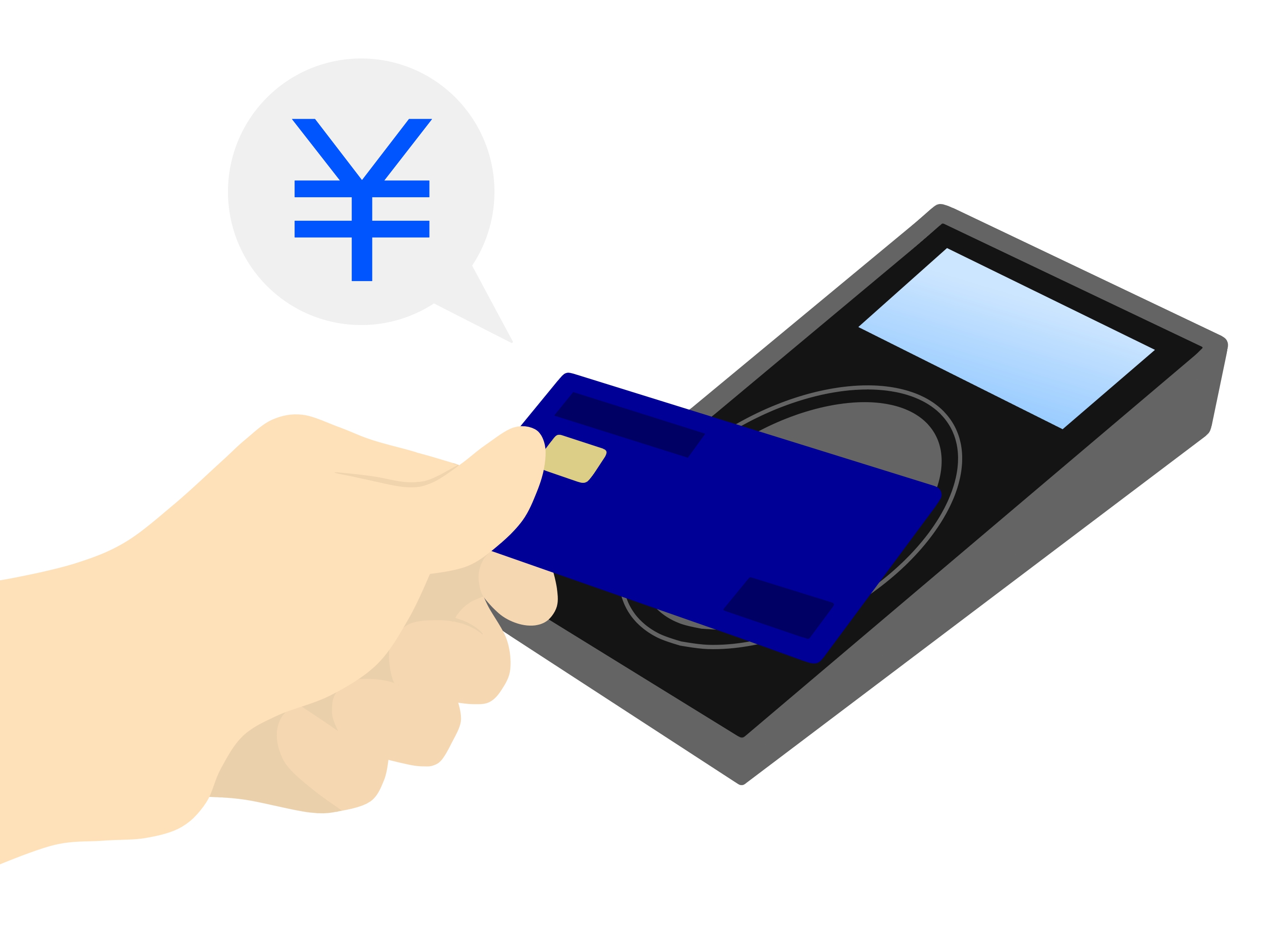 ICカードでキャッシュレス決済をしているイラスト