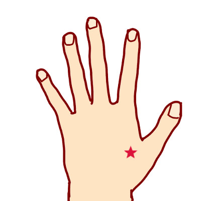 合谷穴が示された手のイラスト