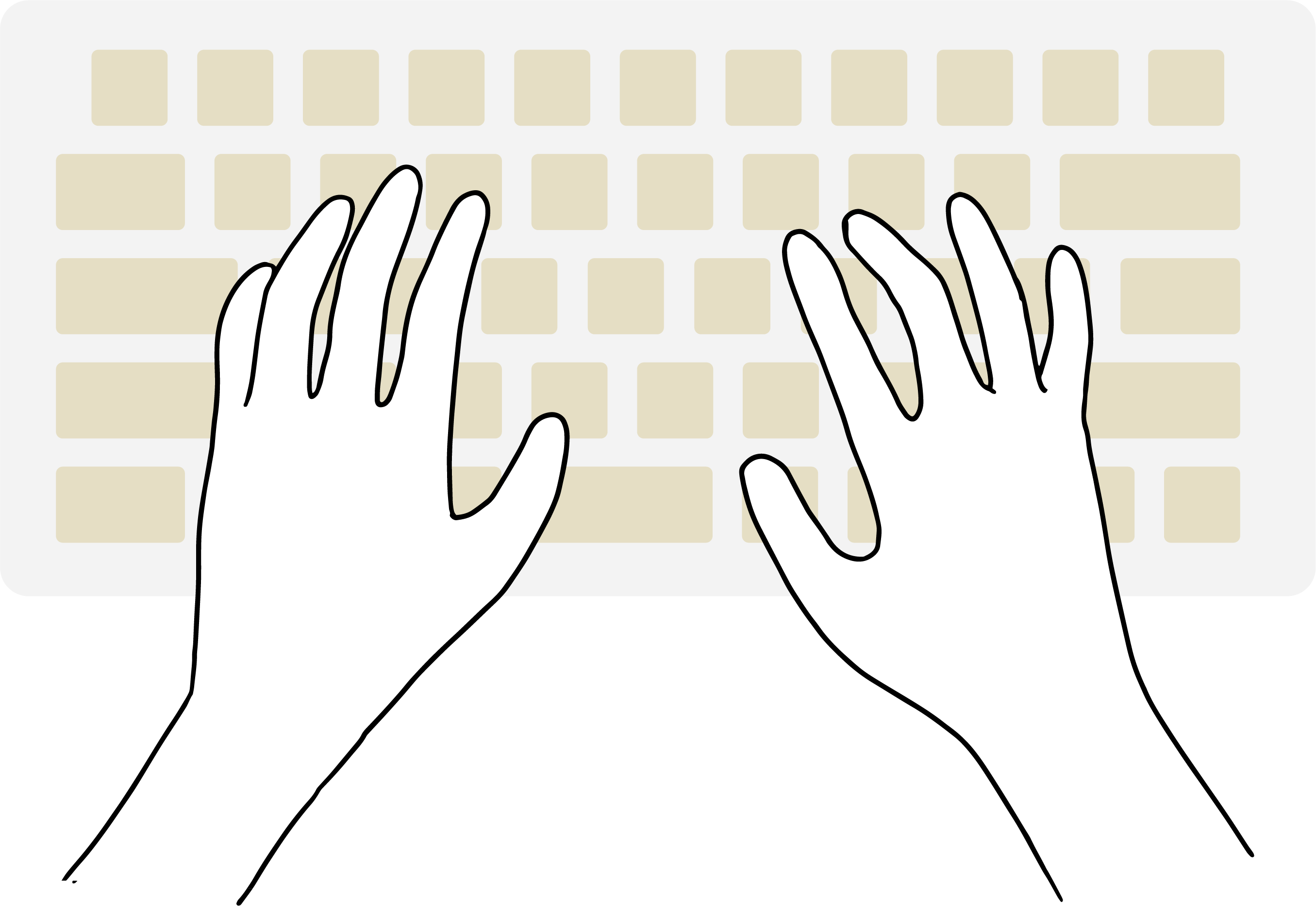 キーボードの上に乗せられた両手のイラスト