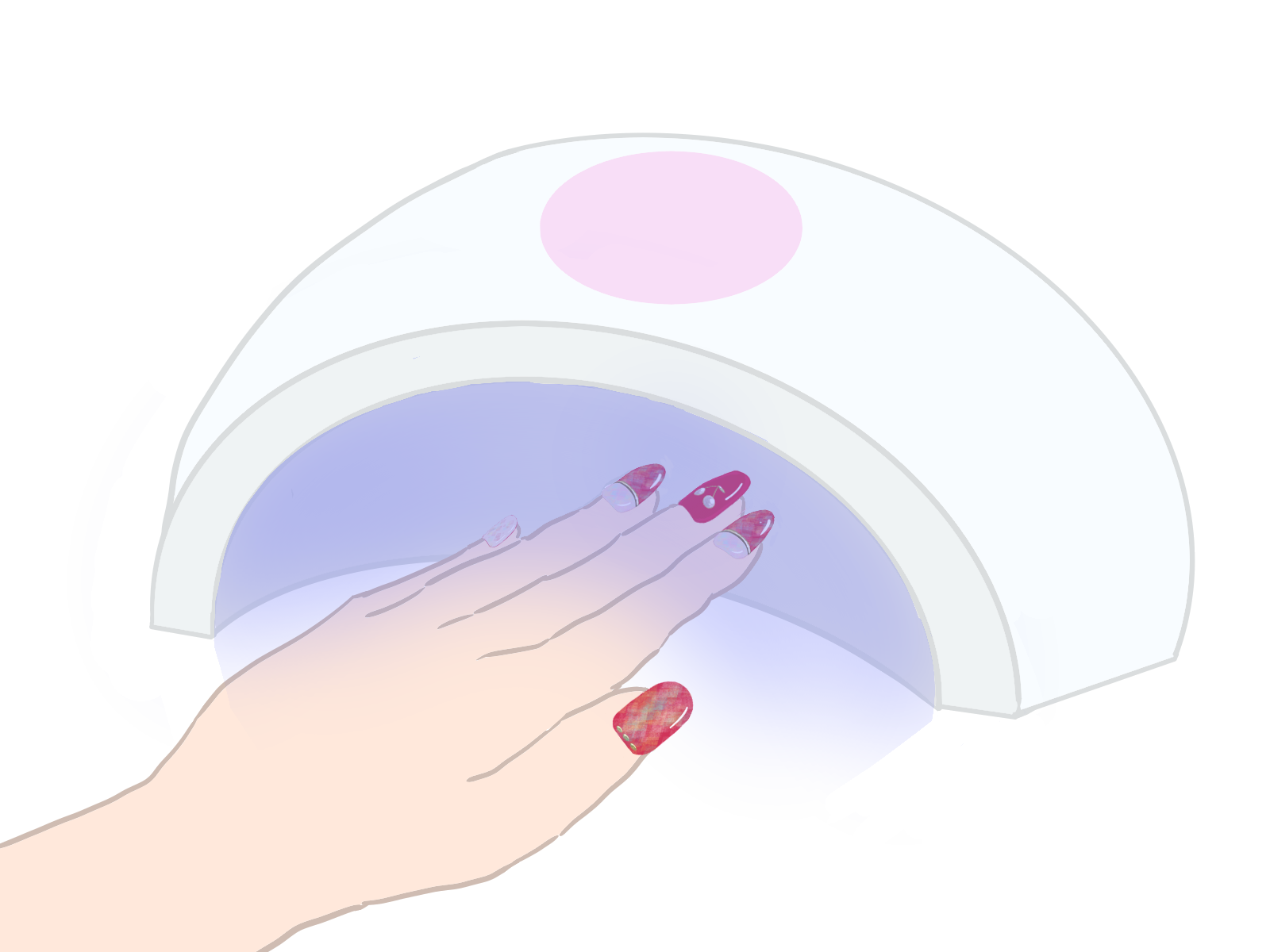 硬化ライトに手を入れているイラスト