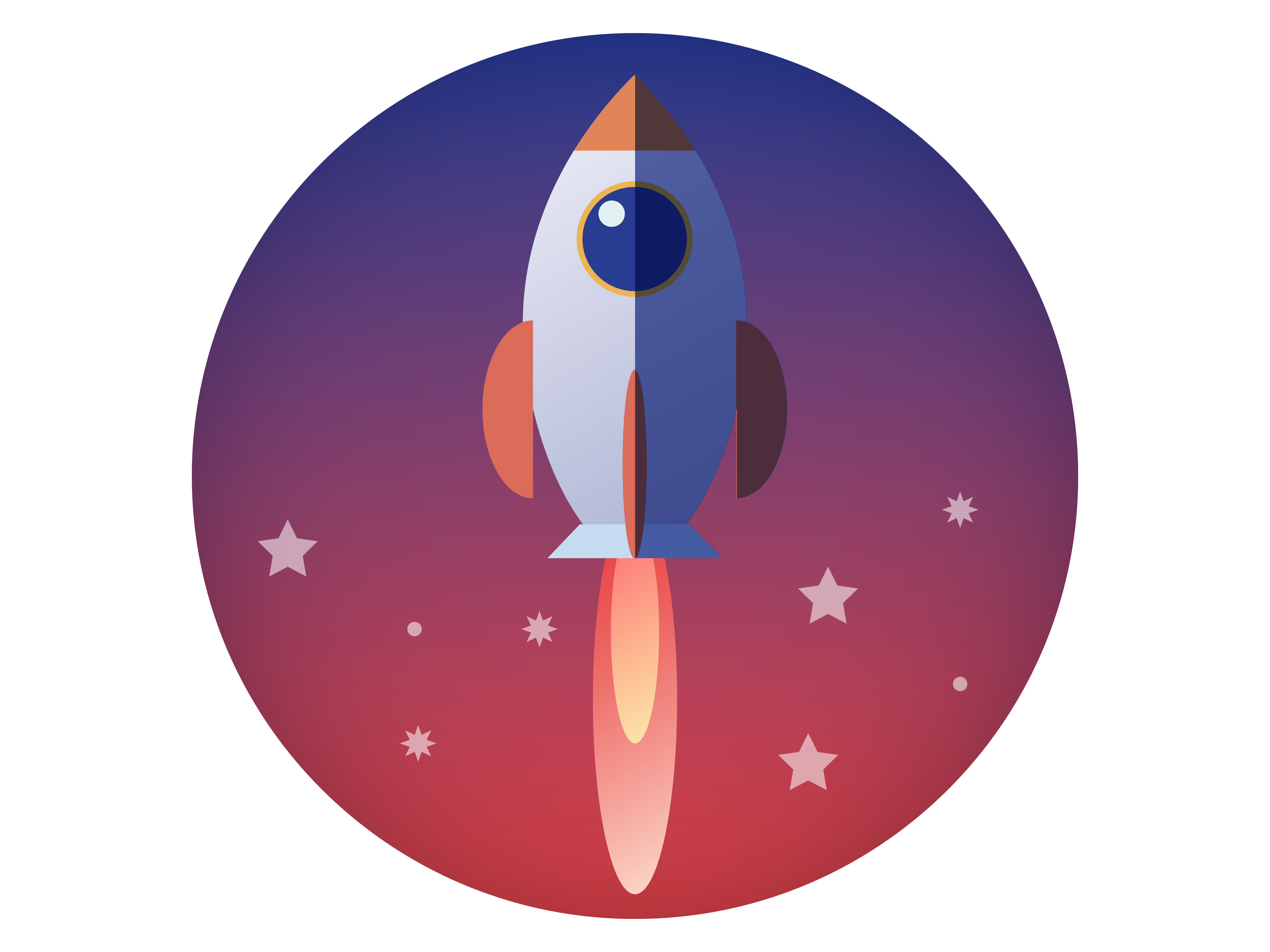 飛んでいるロケットのアイコン