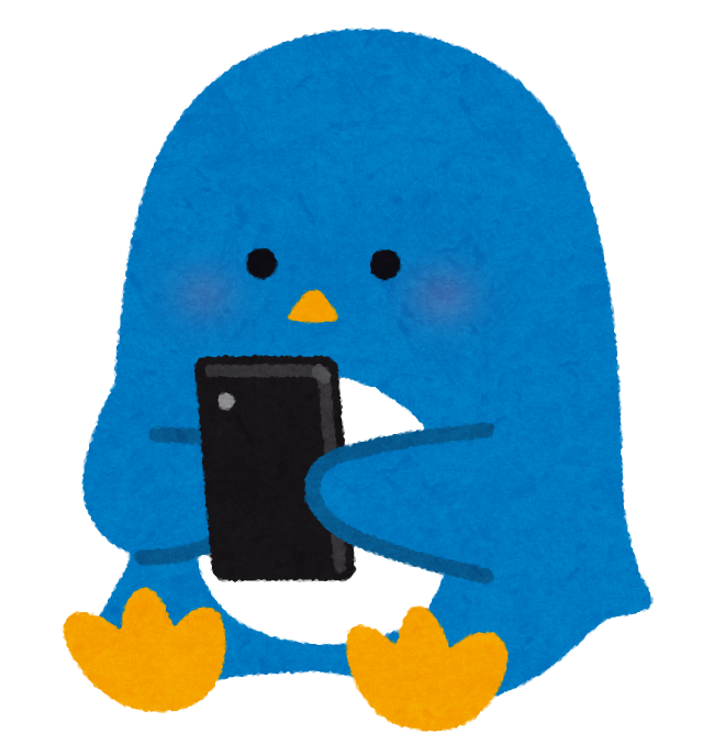 スマートホンを操作しているペンギンのイラスト